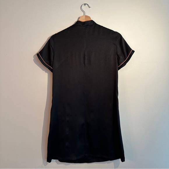 Vintage Reformation Dress with Mandarin Collar in Black and Rose Trime - Picture 3 of 4